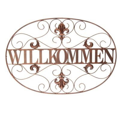 Welcome metal wall art, 72.4 x 1.5 x 50.8 cm, dark brown, 729324