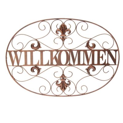 Metall-Wanddeko Willkommen, 72,4 x 1,5 x 50,8cm, dunkelbraun, 729324