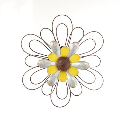 Metall-Wanddeko Blume, 24,7x2,3x28cm, zink/gelb, 729317