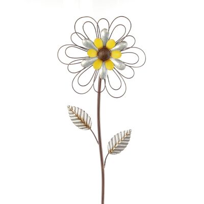 Metall-Stecker Blume, 28 x 3 x 123cm, zink/gelb, 729300