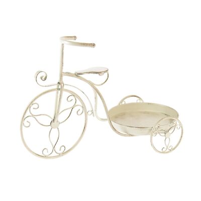 Bicicletta floreale in metallo Limone1er, 48 x 21,5 x 33 cm, bianco antico, 729164