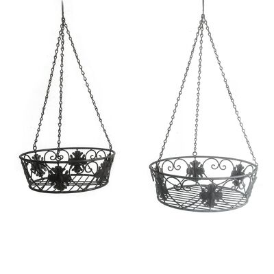 Metal basket set of 2 for hanging, 60.5H / 66.5H, dark brown, 728990