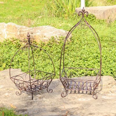 Metal flower stand set of 2, 60H / 79.5H, dark brown, 728969