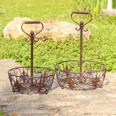 Metal basket set of 2 with handles, 45H/49.5H, dark brown, 728938