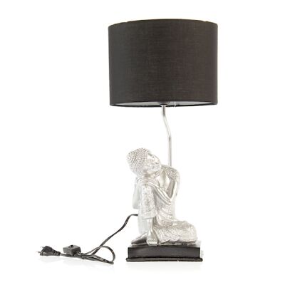 Poly table lamp Buddha, 25.5x25.5x60cm, silver/black, 728433