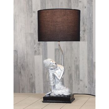 Lampe de table poly Buddha, 25,5x25,5x60cm, argent/noir, 728433 2