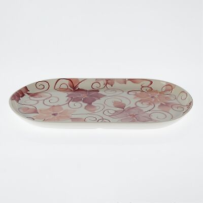 Ceramic bowl flower design, 45 x 26cm, pink/white, 722882