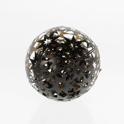 Metal ball set of 3 foldable, 14.5/18.5/22cm, black/gold, 716058
