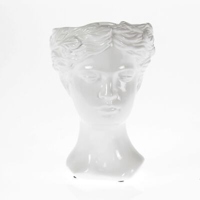 Ceramic head for planting, 23 x 23 x 34 cm, white, 710032