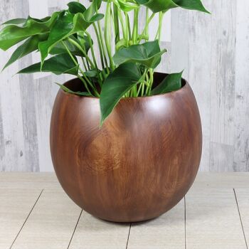 Pot de fleurs en céramique, aspect bois, 28,5 x 28,5 x 25 cm, marron, 709555 2
