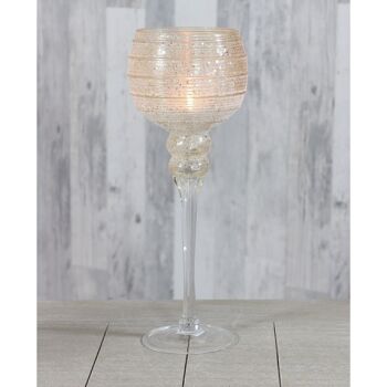 Gobelet en verre rayé sur pied, 13 x 13 x 35 cm, champagne, 708954 2