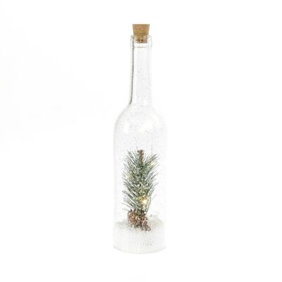 Decorative glass bottle with LED and music, 7 x 7 x 30 cm, clear, 708886