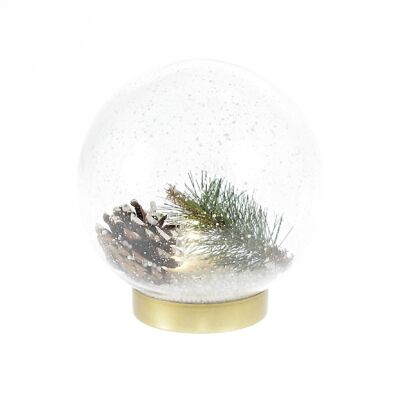 Decorative glass ball with LED and music, 15 x 15 x 16.7 cm, clear/gold, 708862