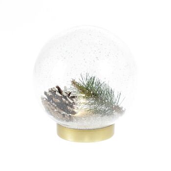 Boule en verre déco avec LED et musique, 15 x 15 x 16,7 cm, transparent/doré, 708862 1