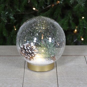Boule en verre déco avec LED et musique, 15 x 15 x 16,7 cm, transparent/doré, 708862 2