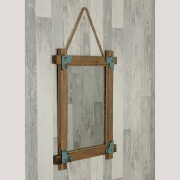 Miroir en bois à suspendre rustique, 45 x 3 x 56 cm, marron, 705496 2