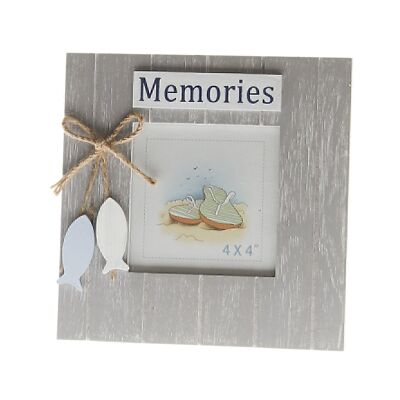 Cadre photo en bois Memories, 17,5 x 1,5 x 17,5 cm, gris/bleu, 705441