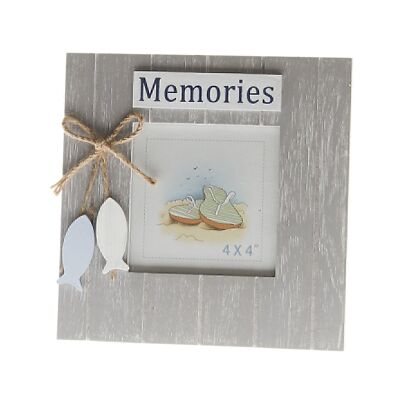 Holzbilderrahmen Memories, 17,5 x 1,5 x 17,5cm, grau/blau, 705441