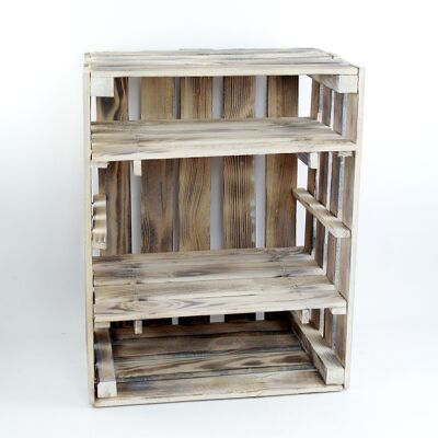Wooden box shelf with 2 shelves, 50 x 40 x 30 cm whitewashed, 705229