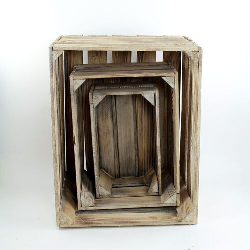 Holz-Kistenset 3--teilig gekalkt, 50x40x30/40x30x22/32x20x16cm, 705205