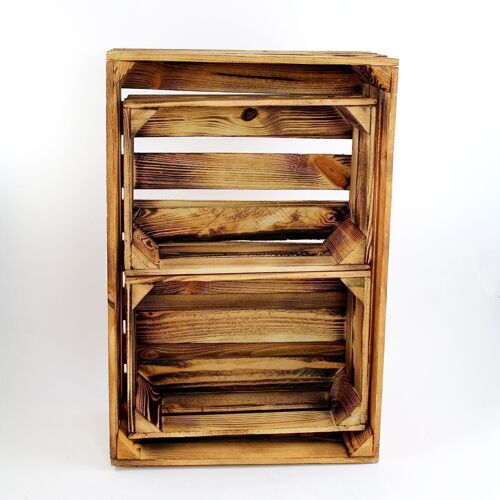 Holz-Kistenset 3--teilig 2 Größen, 60x40x20 u. 37x26x15cm, braun, 705168