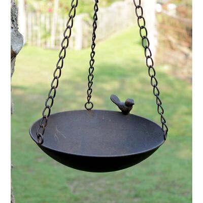 Metal bird bath for hanging, 23x22x56cm, dark brown, 704246