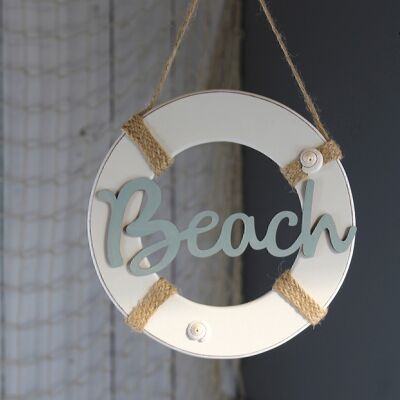 Wooden lifebelt beach to hang, 20x0.6x20cm, light blue, 703591