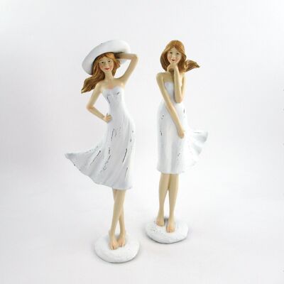 Poly woman with dress 2-assorted, 11x8x36cm, white, 702105