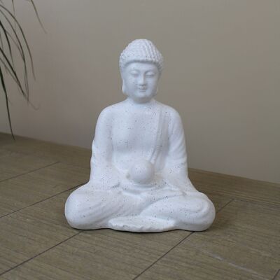 Porzellan-Buddha mit Kugel, 16,8x11x20,4cm, antik weiß, 701221
