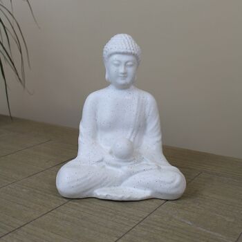 Bouddha en porcelaine avec boule, 16,8x11x20,4cm, blanc antique, 701221 1