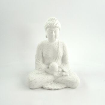 Bouddha en porcelaine avec boule, 16,8x11x20,4cm, blanc antique, 701221 2