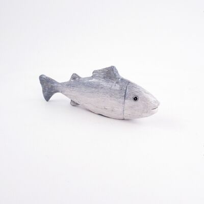 Pesce in ceramica su cui stare in piedi, 17 x 3 x 6,5 cm, grigio, 699429