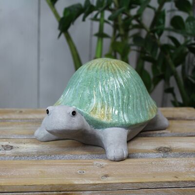 Tartaruga in ceramica grande, 25 x 18 x 13 cm, verde/grigio, 699047