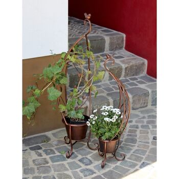 Treillis métallique Avis avec pot, H: 71,5cm/94,5cm, marron foncé, 698606