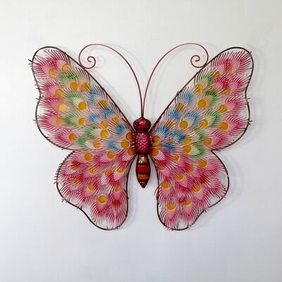 Appendiabiti da parete in metallo farfalla, 56 x 3 x 47,5 cm, rosa, 698491