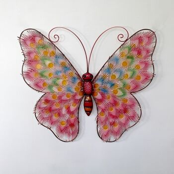 Suspension murale en métal papillon, 56 x 3 x 47,5 cm, rose, 698491 1