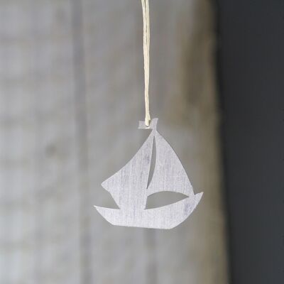 Metal hanger sailboat small, 4.5x4.5cm, antique silver, 697746