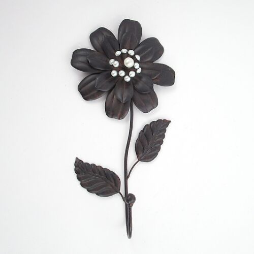 Metall-Wandhaken Blume, 18,5x8x38cm, dunkelbraun, 696084