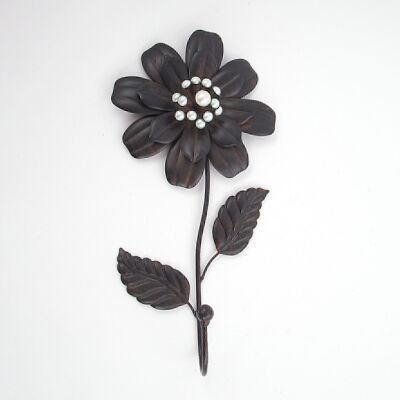 Gancho de pared de metal flor, 18,5x8x38cm, marrón oscuro, 696084