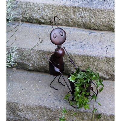 Metal ant with pot, 32x14x43cm, dark brown, 696053