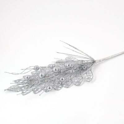 Decorative branch with berries, 55 cm, silver, 695490
