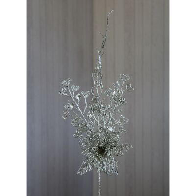 Branche déco avec fleur, 77 cm, champagne, 695452