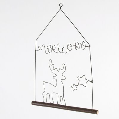 Appendino in metallo Welcome Reindeer, 16 x 22 cm, nero, 680540
