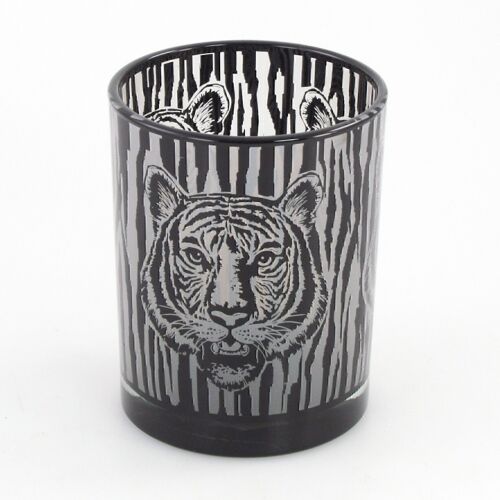 Glaswindlicht Tigerdesign, 10 x 10 x 12,5 cm, schwarz, 670763