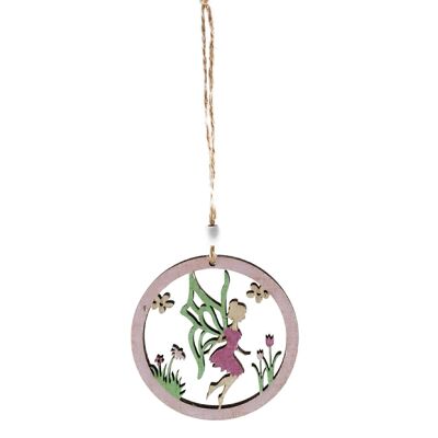 Elfo appendiabiti in legno con fiore, 7,5 x 19 cm, rosa, 662195