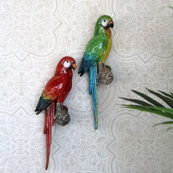 Perroquet poly sur branche à suspendre, 8,5 x 7,5 x 24,5 cm, vert/rouge, 661730 2