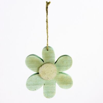 Decorative wooden flower to hang, 11 x 11 cm, mint, 660863