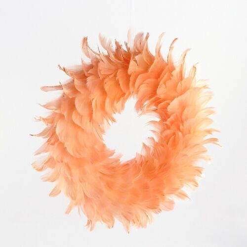 Feder-Kranz zum Hängen , Ø 34 cm, apricot, 660481