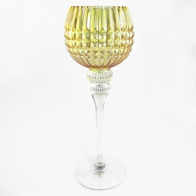 Copa de cristal con pie, 12,5 x 12,5 x 35 cm, ámbar, 660207