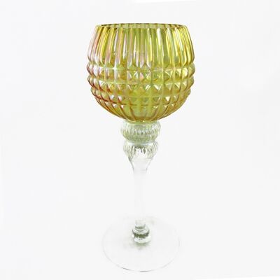 Glas-Kelch auf Fuß genoppt, 12,5 x 12,5 x 30 cm, amber, 660177